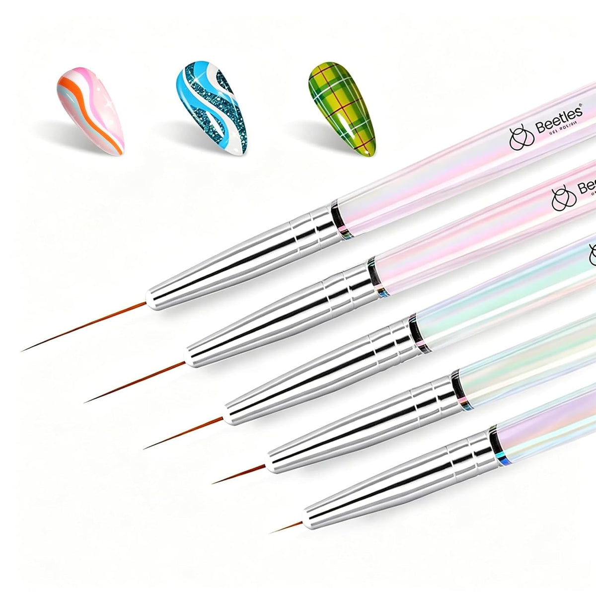 Beetles Nail Art Pens Brushes, 5pcs Nail Art Liner Brushes Set Painting