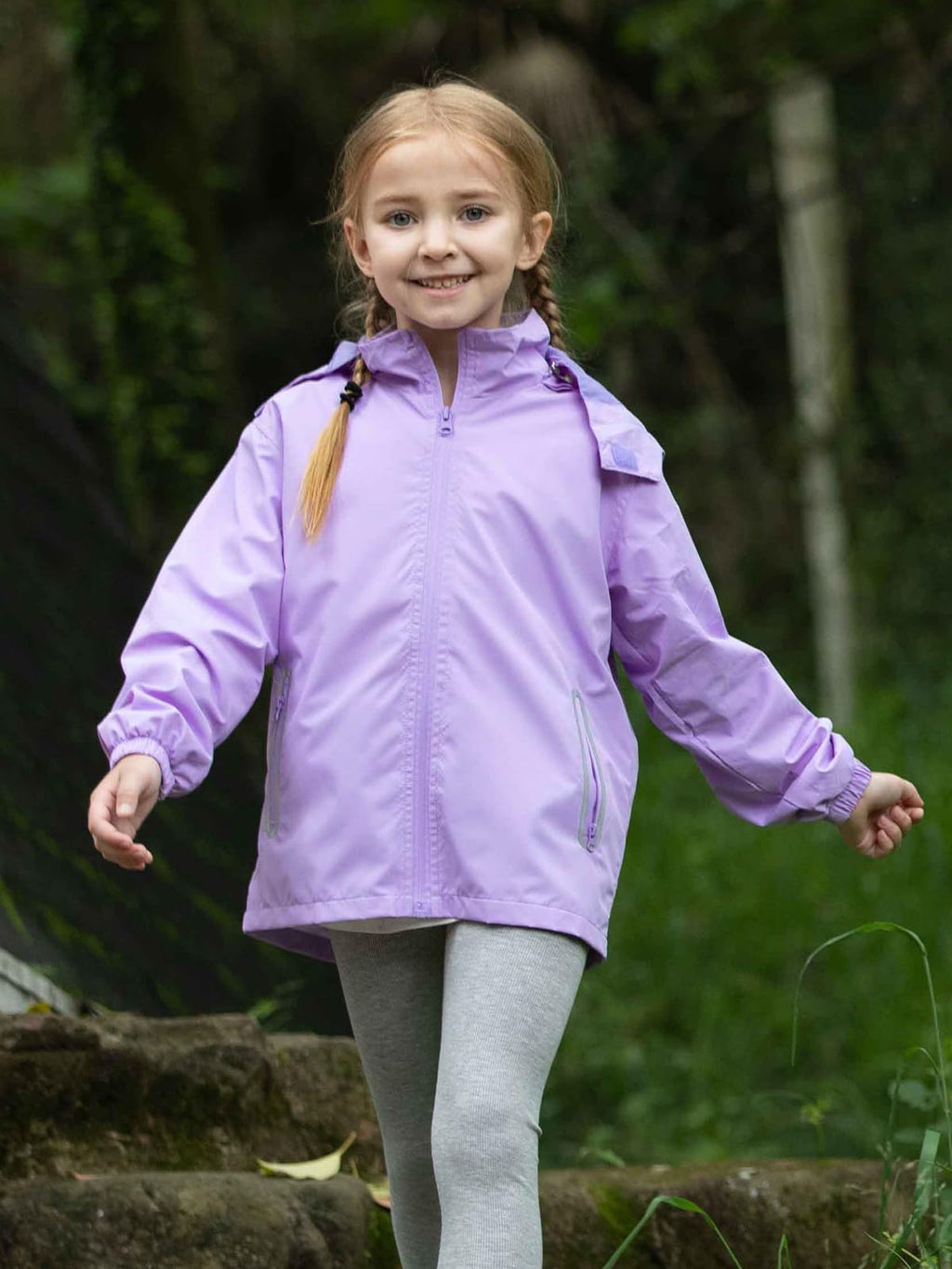 Kids Waterproof Rain Jacket Mesh Lined Purple 10-12T