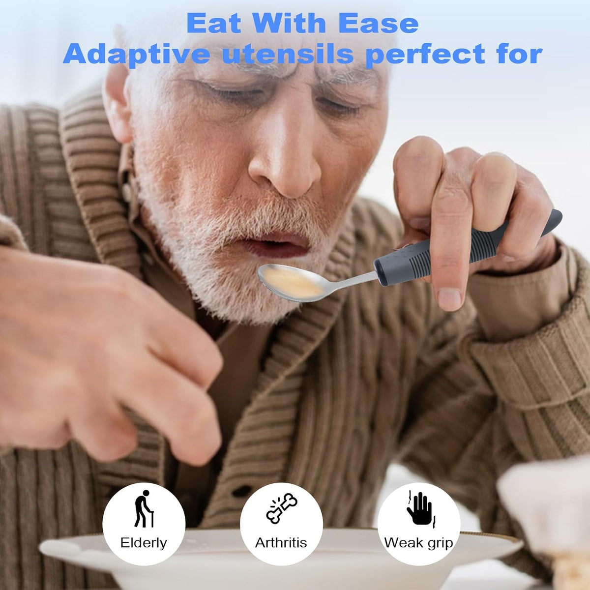 Adaptive Utensils, Weighted Utensils for Hand Tremors, Utensils for Parkinsons Patients,Elderly,Arthritis,Weak Hand