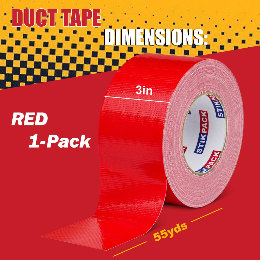 3'' Wide Red Duct Tape Heavy Duty 3 Inches x 55 Yard, 1 Roll
