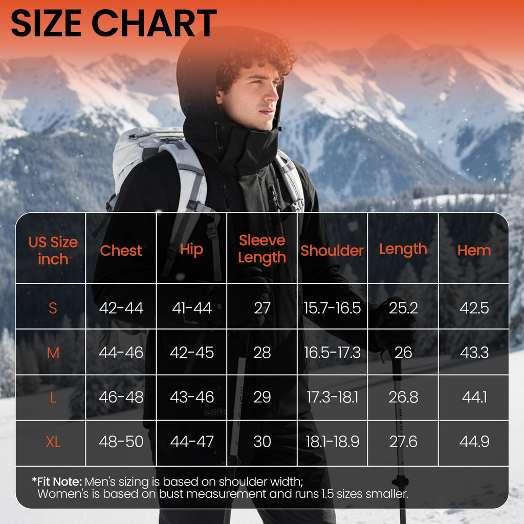 Heated Jacket for Men with 7.4V Battery, Waterproof Ski Shell