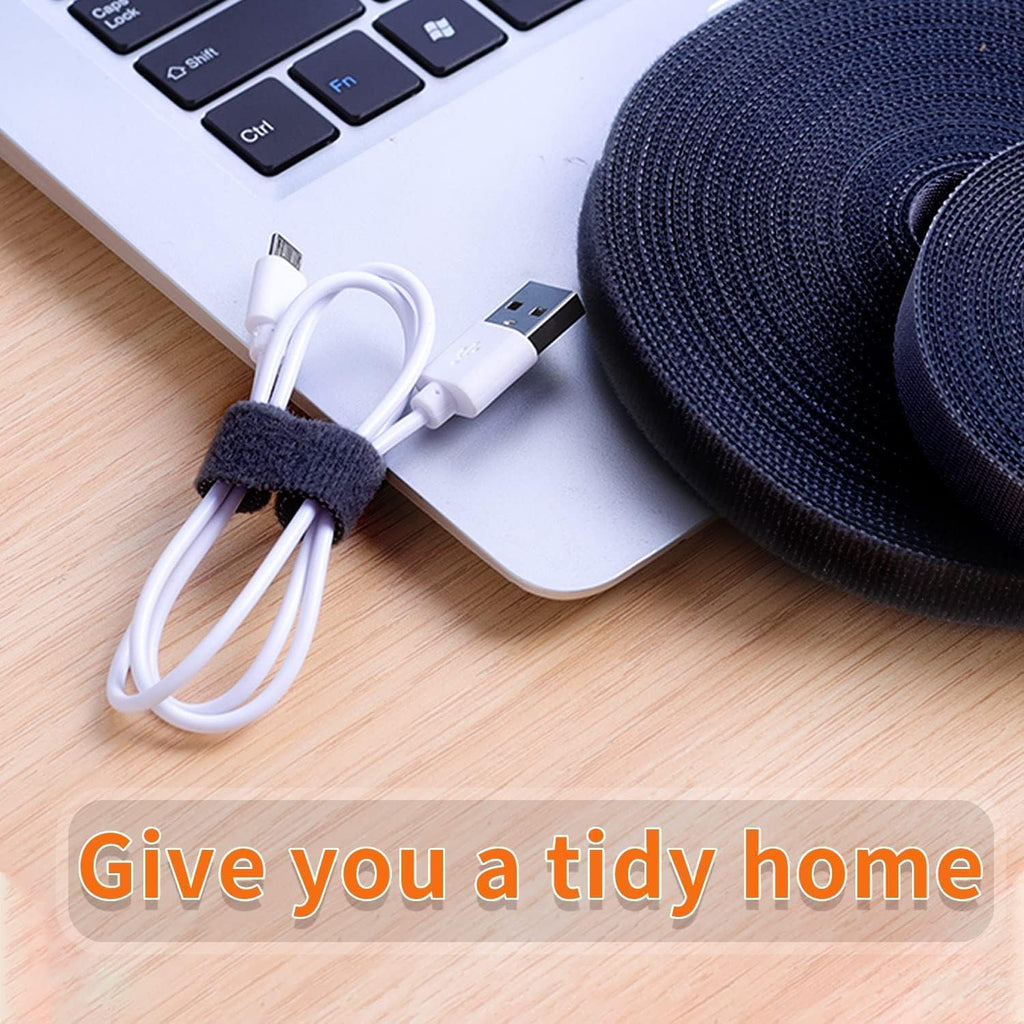 Hook and Loop Tape 32FT Reusable Fastening Tape Cable Ties Double-Sided Hook-and-Loop Cable Management Tie (White, 1IN)