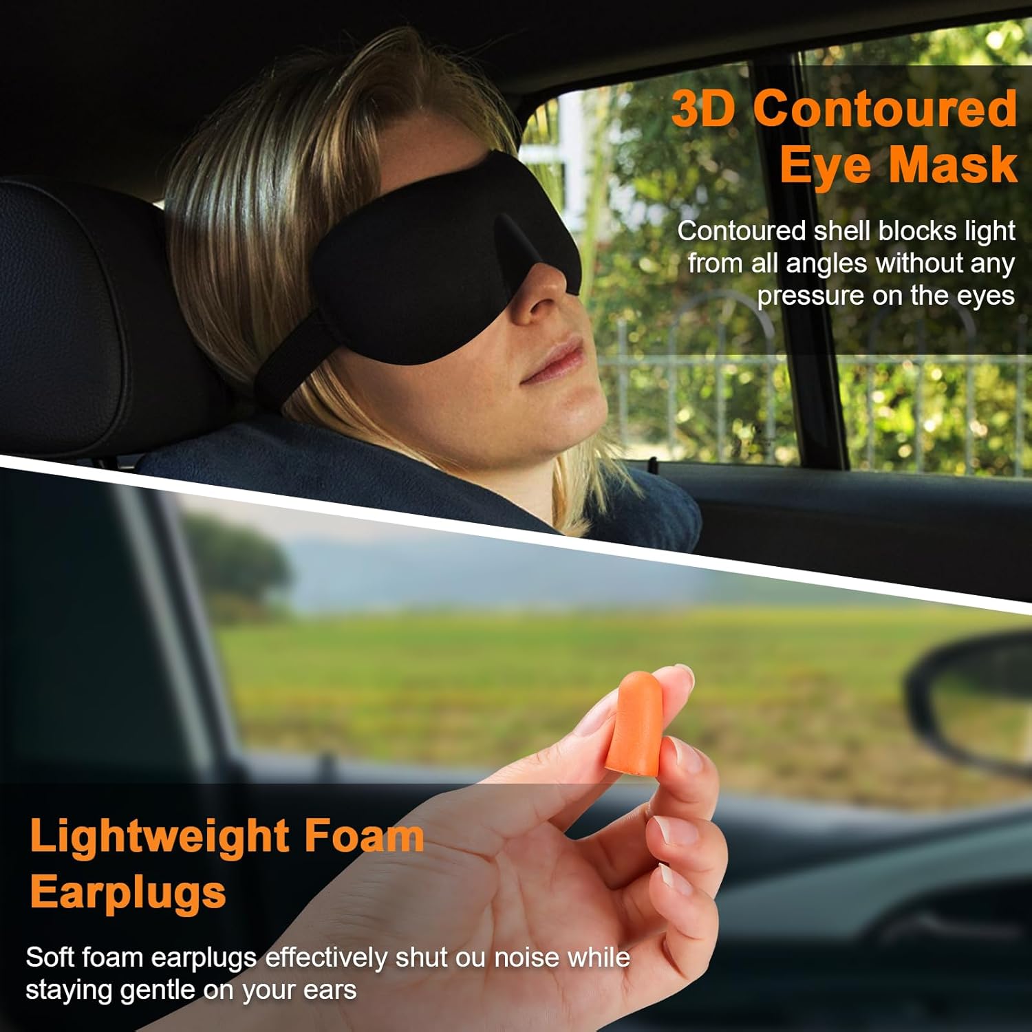 Travel Pillow - Hooded Neck Pillow Airplane Memory Foam Filling for Plane, Office, Cars Sleeping, Road Trip, Long