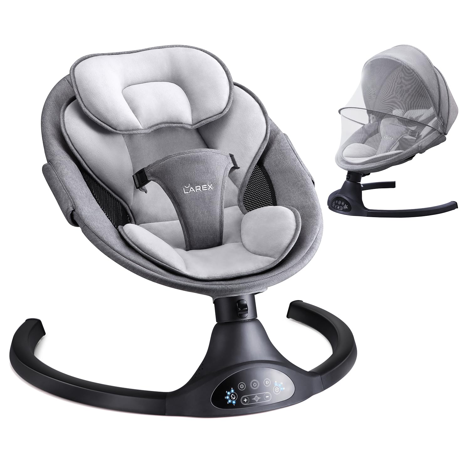 Baby Swing Infant Swing Electric Toddler Baby Rocker Portable for Newborn Boy Girl, 5 Sway Speeds with Remote