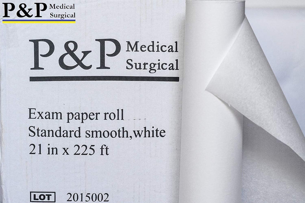 Disposable Medical Exam Table Paper Standard Crepe White with Smooth Finish Moisture Resistant 21" x 225' Premium