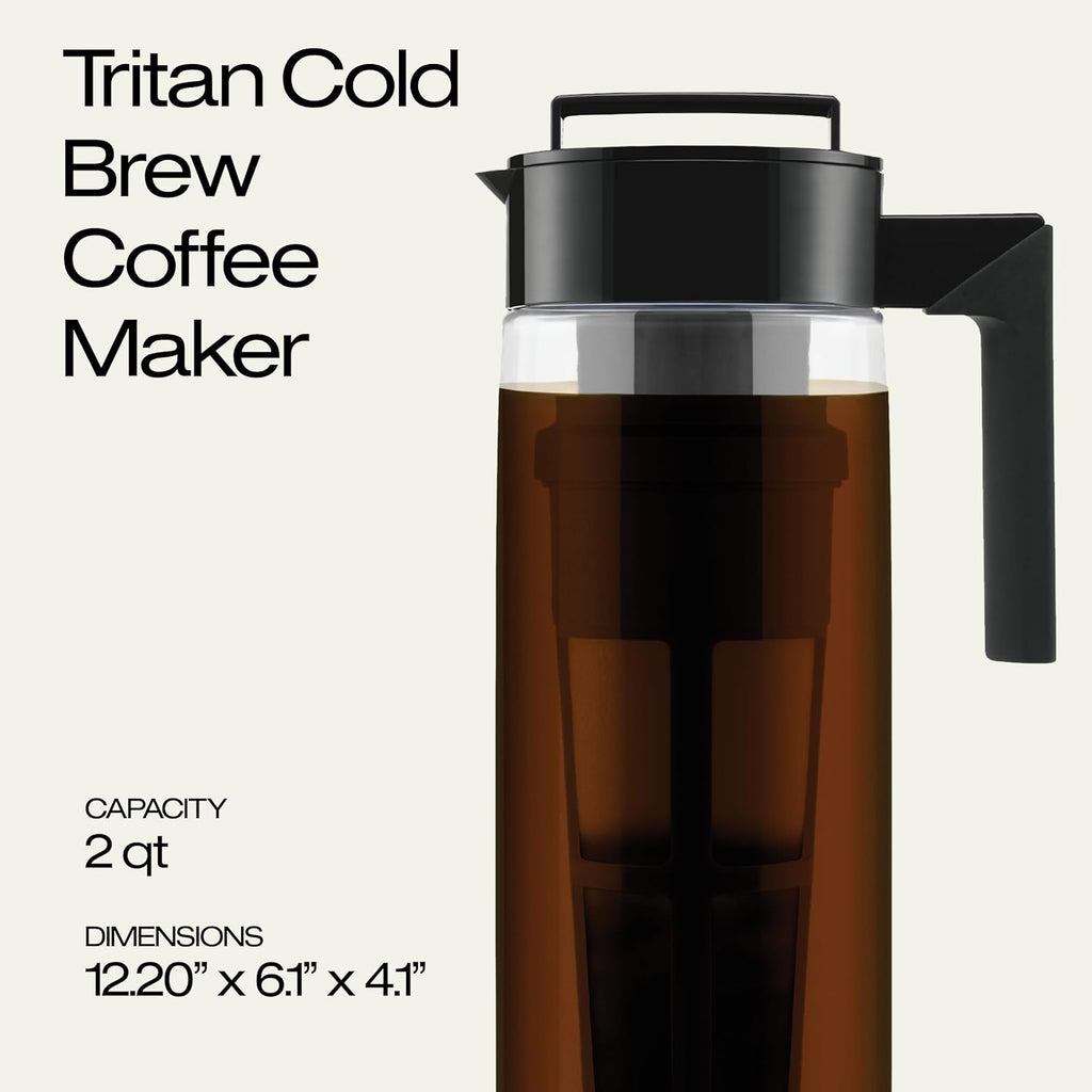 Deluxe Cold Brew Coffee Maker - BPA-Free Tritan Pitcher with Airtight Leakproof Lid, Silicone Grip Handle, Fine-Mesh
