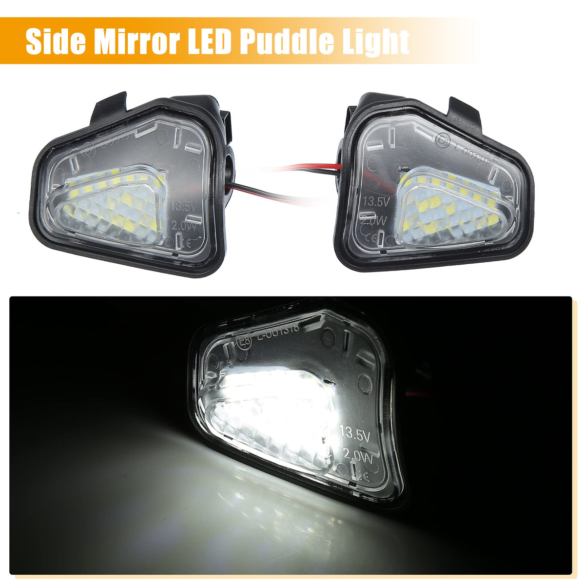 X AUTOHAUX 1 Pair Side Mirror Puddle Light LED for VW CC 11-19 White