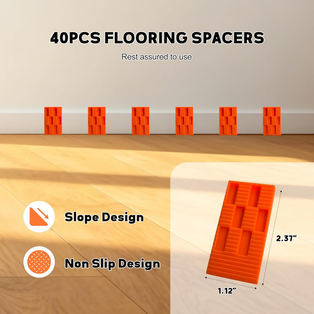 Laminate Flooring Tools, 65-Piece Wood Flooring Installation Kit with Double-Faced Rubber Mallet, 10” Contour Gauge