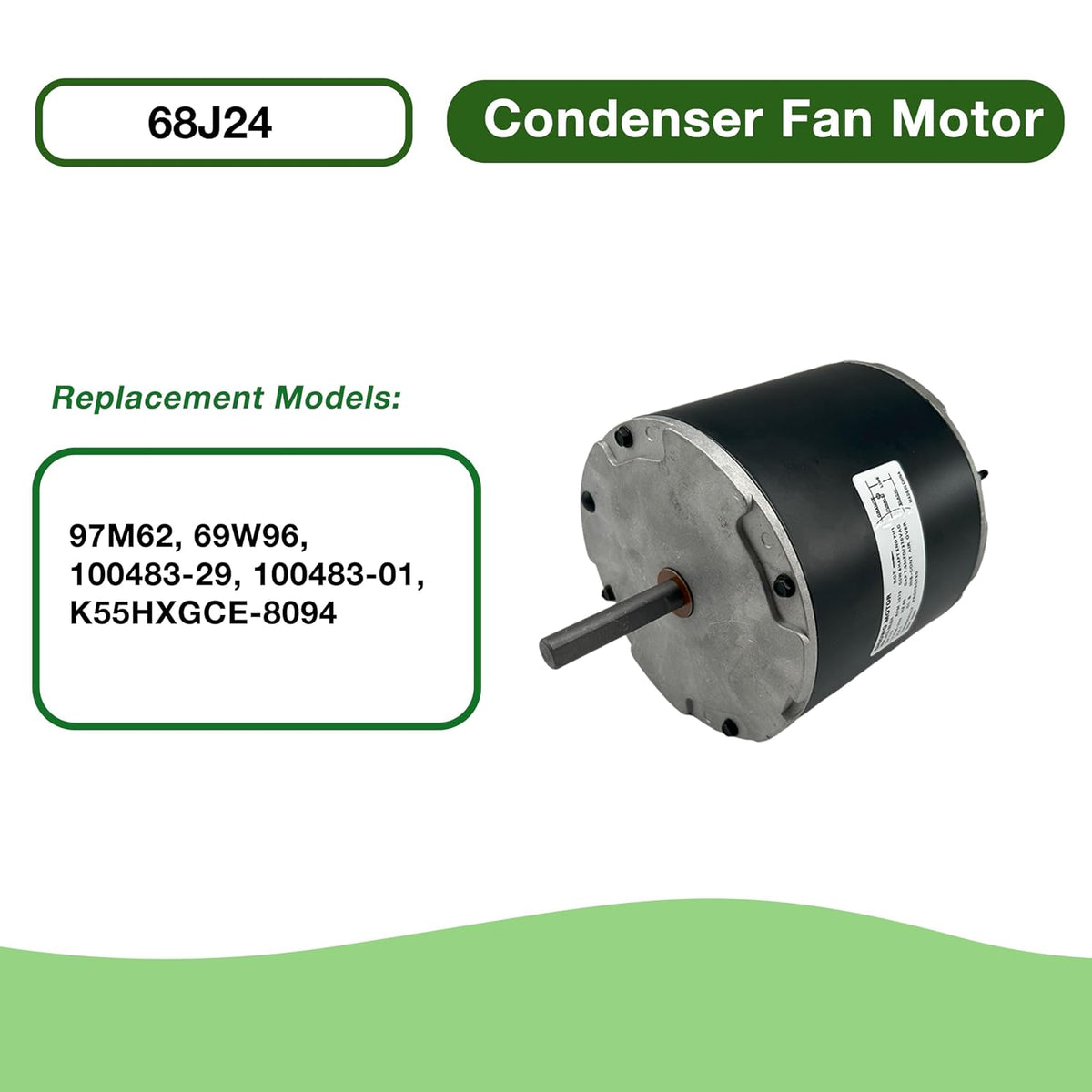 68J24 Condenser Fan Motor 1/3 HP 208-230V 2.1A 1075 RPM