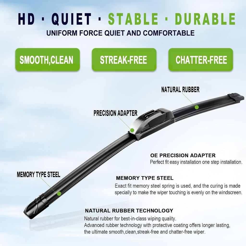 OEM QUALITY 24" +19" PARRATI Premium All-Season Windshield Wiper Blades (Set of 2)