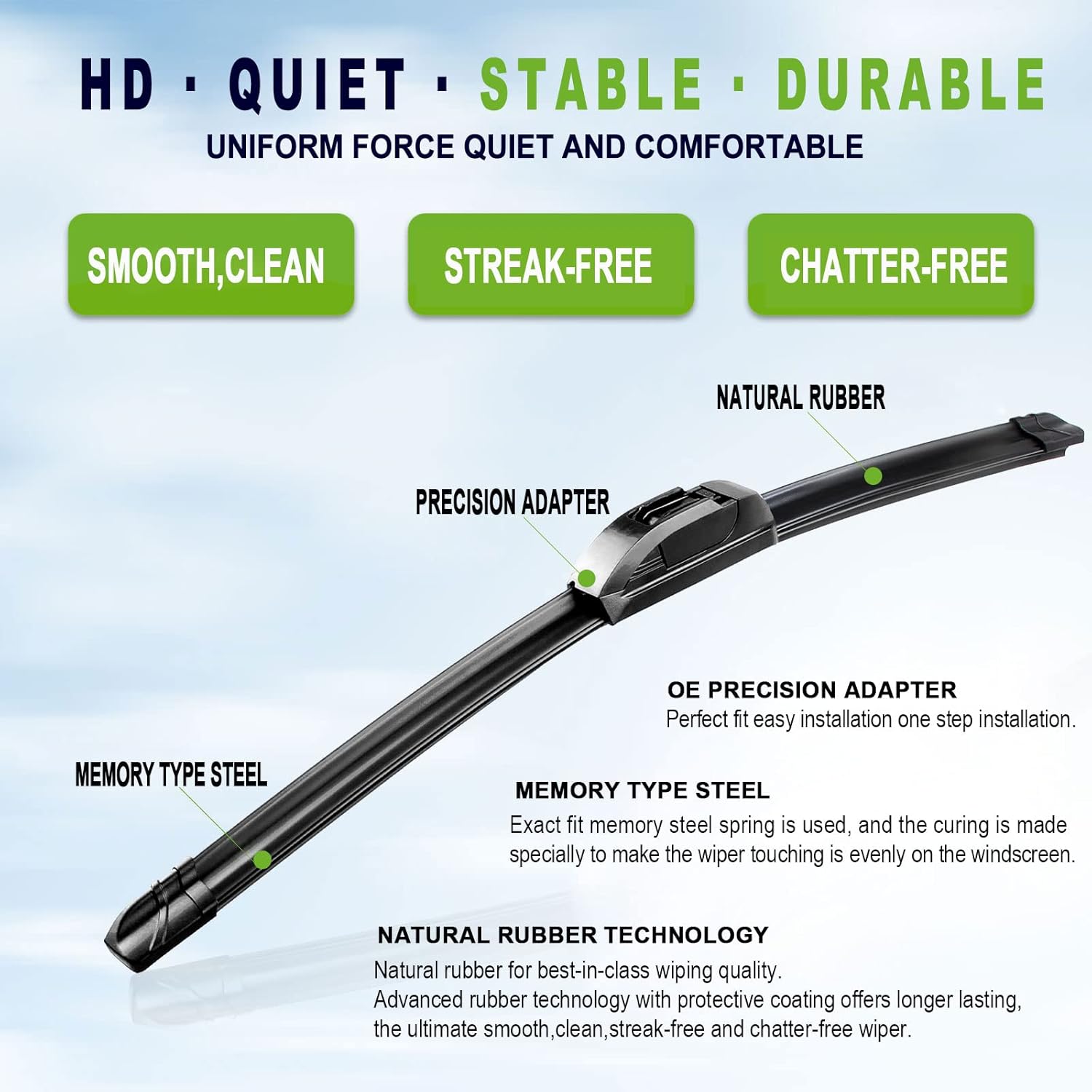 OEM QUALITY 24" +19" PARRATI Premium All-Season Windshield Wiper Blades (Set of 2)