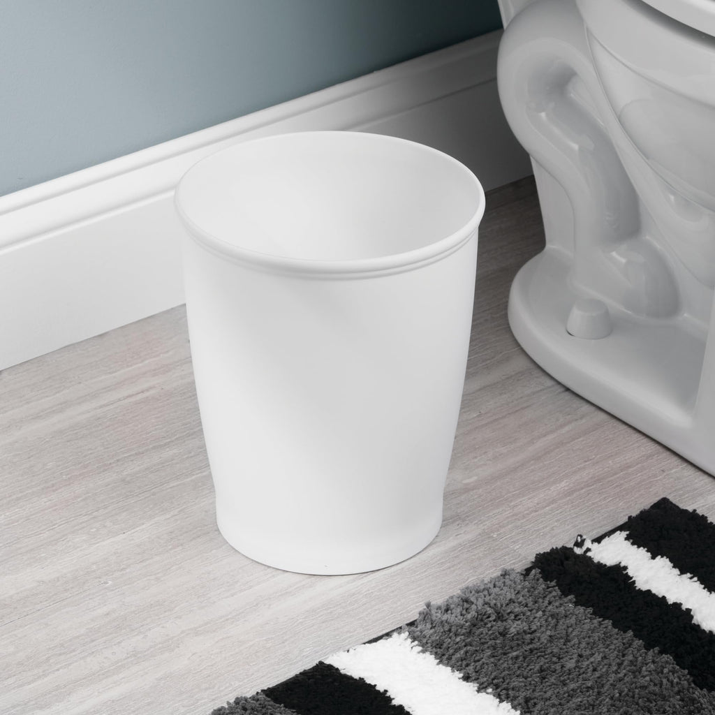 Round Bathroom Trash Can, White