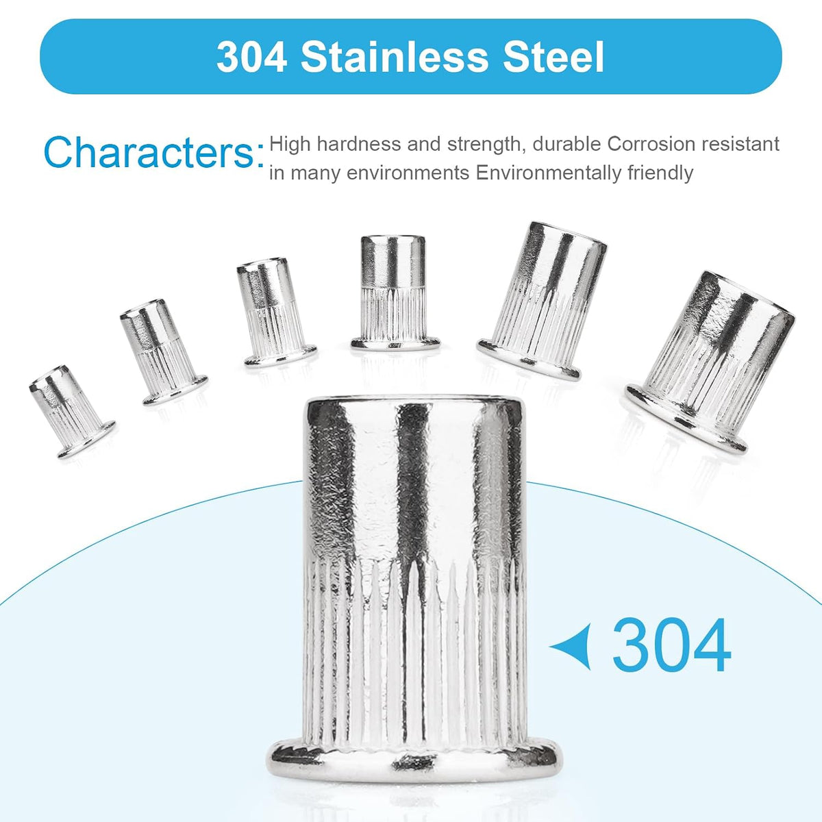 #6-32 UNC Rivet Nut, 100Pcs 304 Stainless Steel