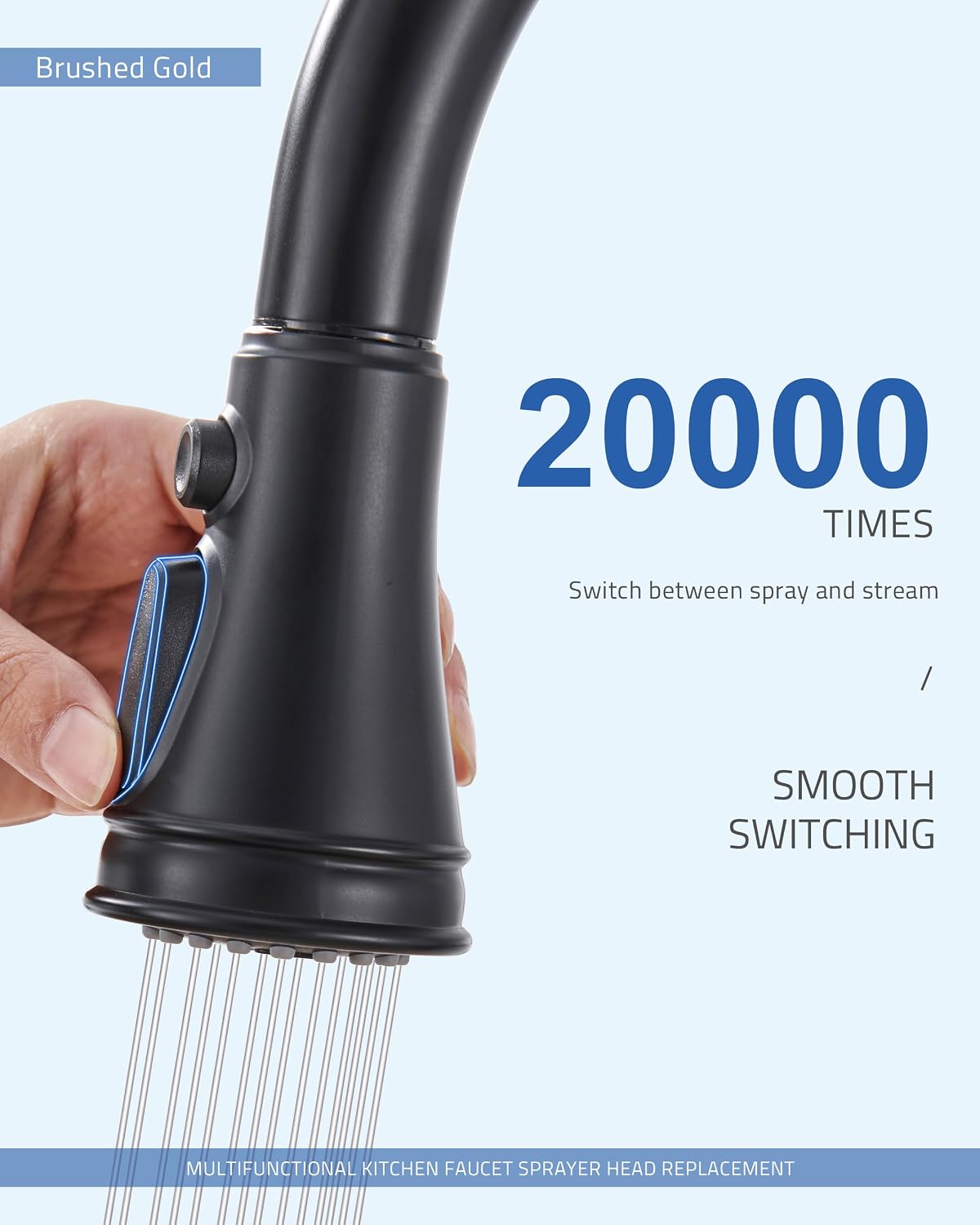 Kitchen Faucet Spray Head Replacement, 3-Function Pull Down Sprayer Head