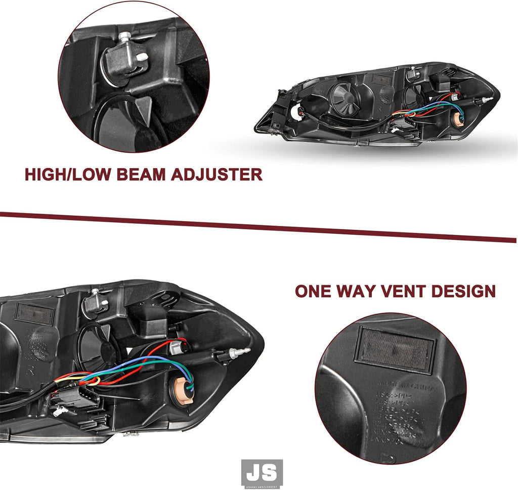 JSBOYAT Headlight Assembly Fit for 2006-2013 Chevy Impala