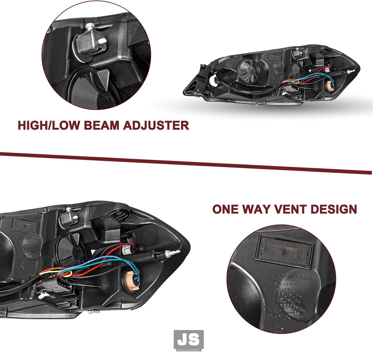 JSBOYAT Headlight Assembly Fit for 2006-2013 Chevy Impala