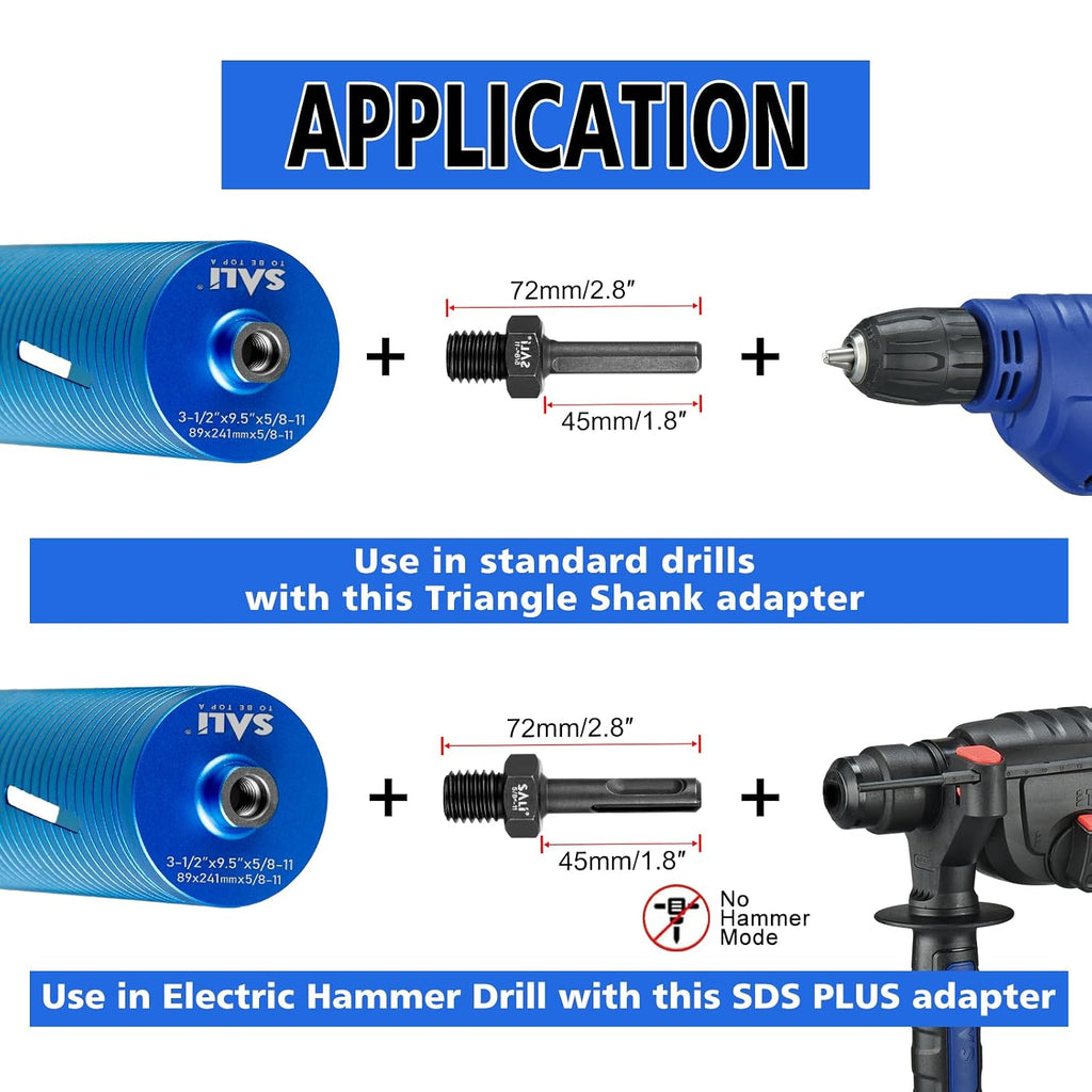 Diamond Core Drill Bits 4 1/2" Diameter 10"/254mm Drilling Depth 5/8-11" Thread Core Bit Turbo Laser-Welded Segments