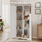 68.9" Broom Closet Storage Cabinet, Large Utility Closet, Antique White