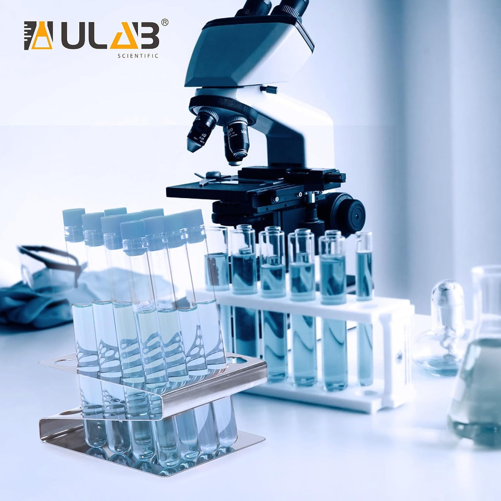 Scientific Test Tube with Tube Rack, Z Shape Stainless Steel Tube Rack, Suitable for Tubes of Dia.≤16mm, 10pcs of