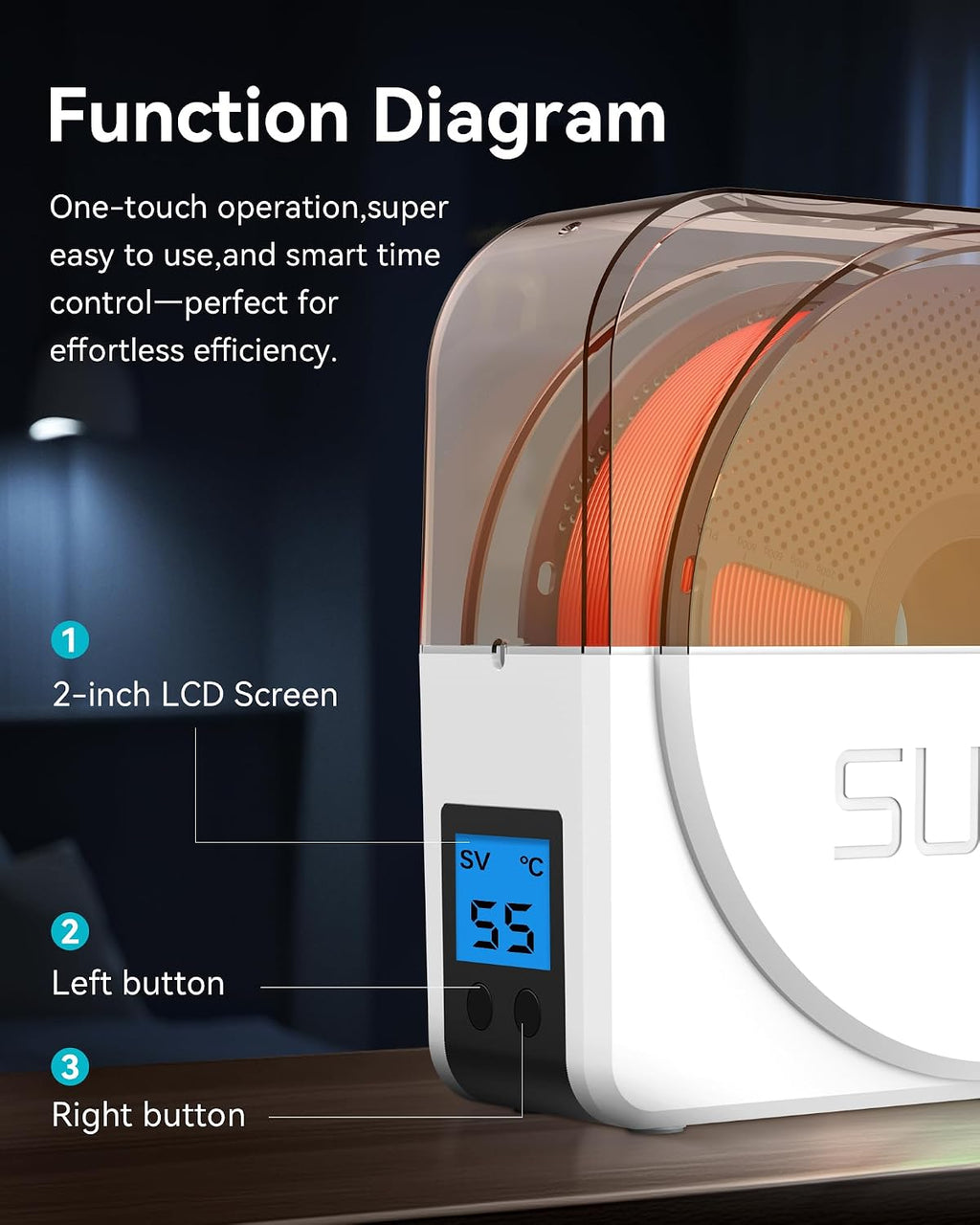 Filament Dryer Box 2026 New Upgrade S1 Plus, White | Fan Design, Keeps 1.75 2.85 3.00mm Filament Dry, Compatible with