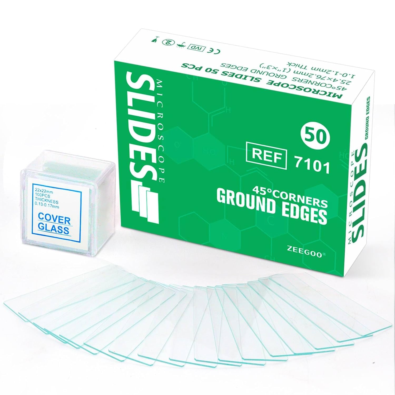 Microscope Slides and Covers, 50 Blank Glass Slides + 100 Coverslips | Pre-Cleaned, Safe Ground Edges, 45°Corners