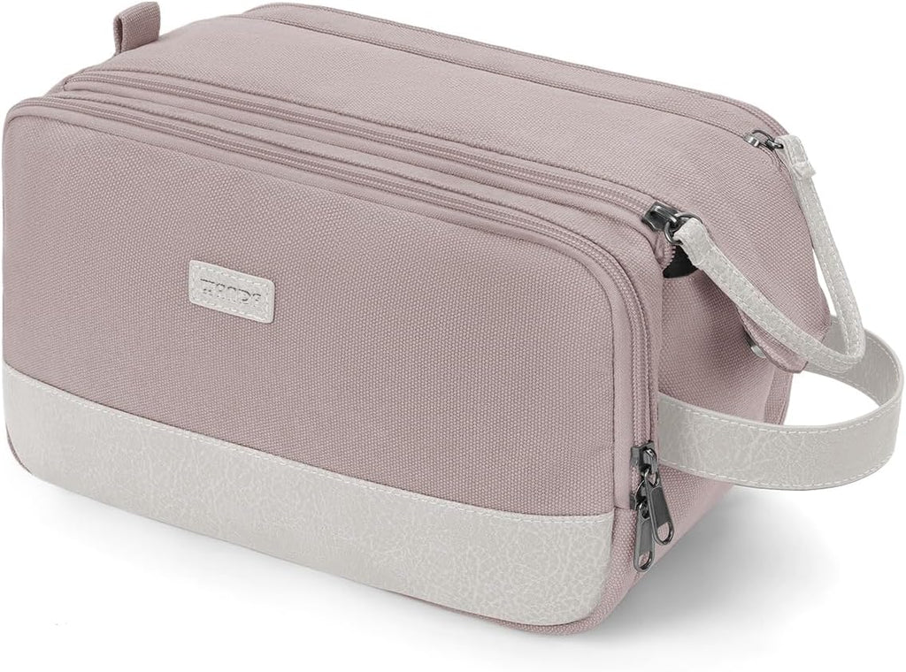 Toiletry Bag for Men Travel Toiletry Organizer Canvas and Leather Dopp Kit Water-Resistant Shaving Bag for Travel