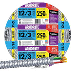 Armor lite Type Mc Aluminum Armored Cable, 12/3, 600 Volts, 250 Ft. Coil