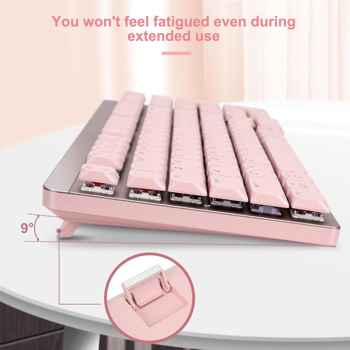 Wireless Keyboard and Mouse Combo, 2.4Ghz Cordless Mechanical Keyboard and Silent Mouse for Business, Low-Profile Red