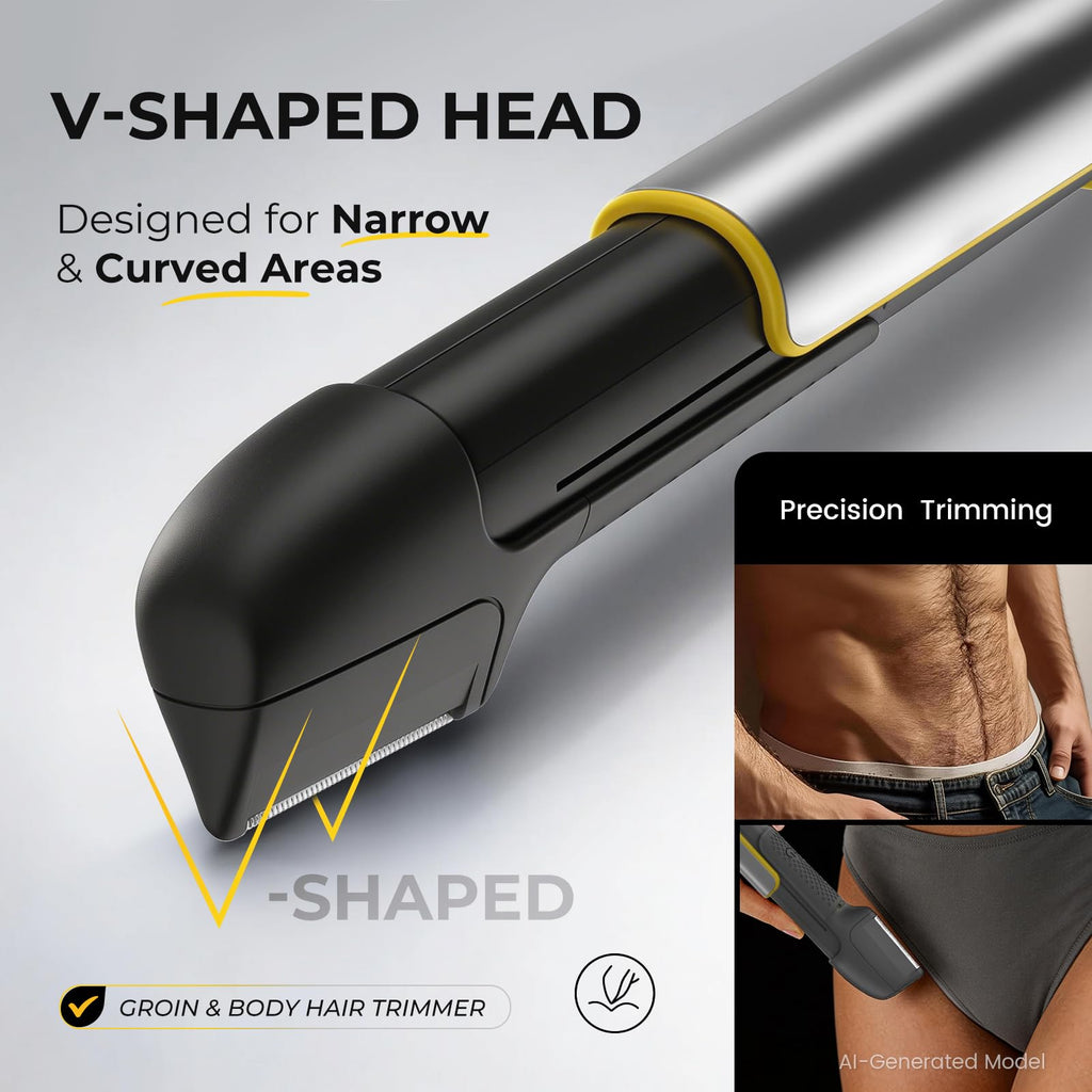 Body & Pubic Hair Trimmer for Men Electric Back Shaver for Men