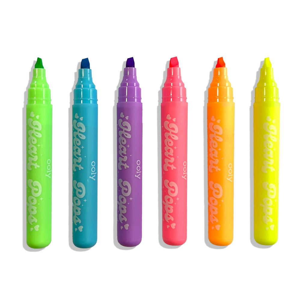 Heart Pops Neon Highlighters, Set of 6