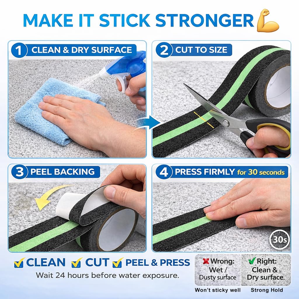 Anti Slip Grip Tape with Glow in Dark 2inchx16.4ft for Stair Outdoor