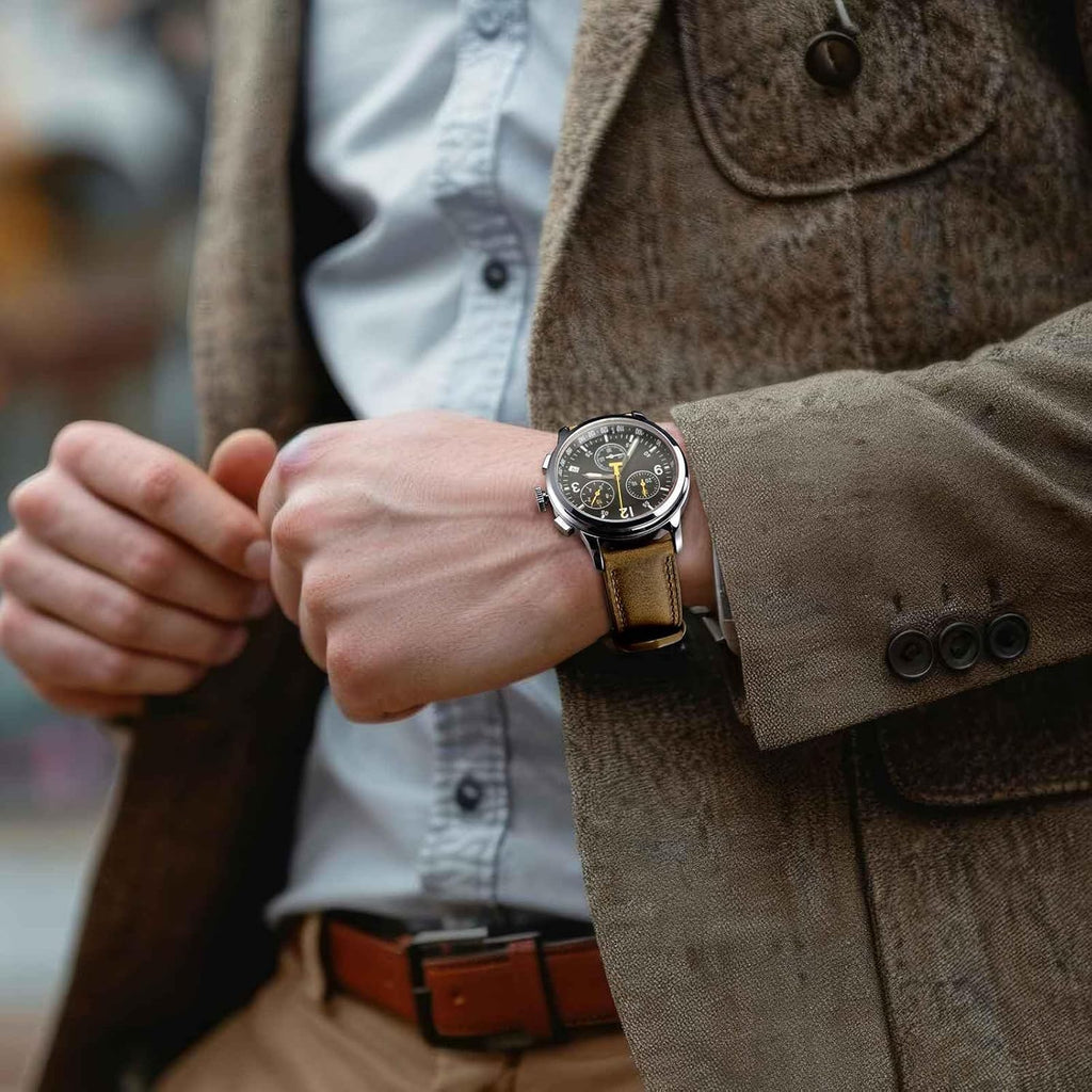 Watch Band, Genuine Leather, Dark Lining Leather, Quick Release, Strap Width 18mm 20mm 22mm