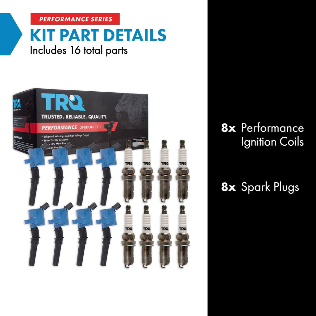 TRQ Performance Ignition Coil & Spark Plug Kit 16 Piece Iridium