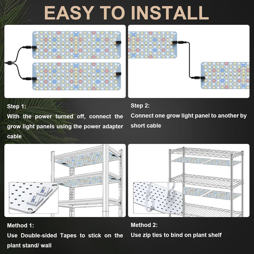 20W Panel Grow Lights for Indoor Plants,272LEDs Full Spectrum Grow Lights for Under Cabinet Plant, Grow Lamp with