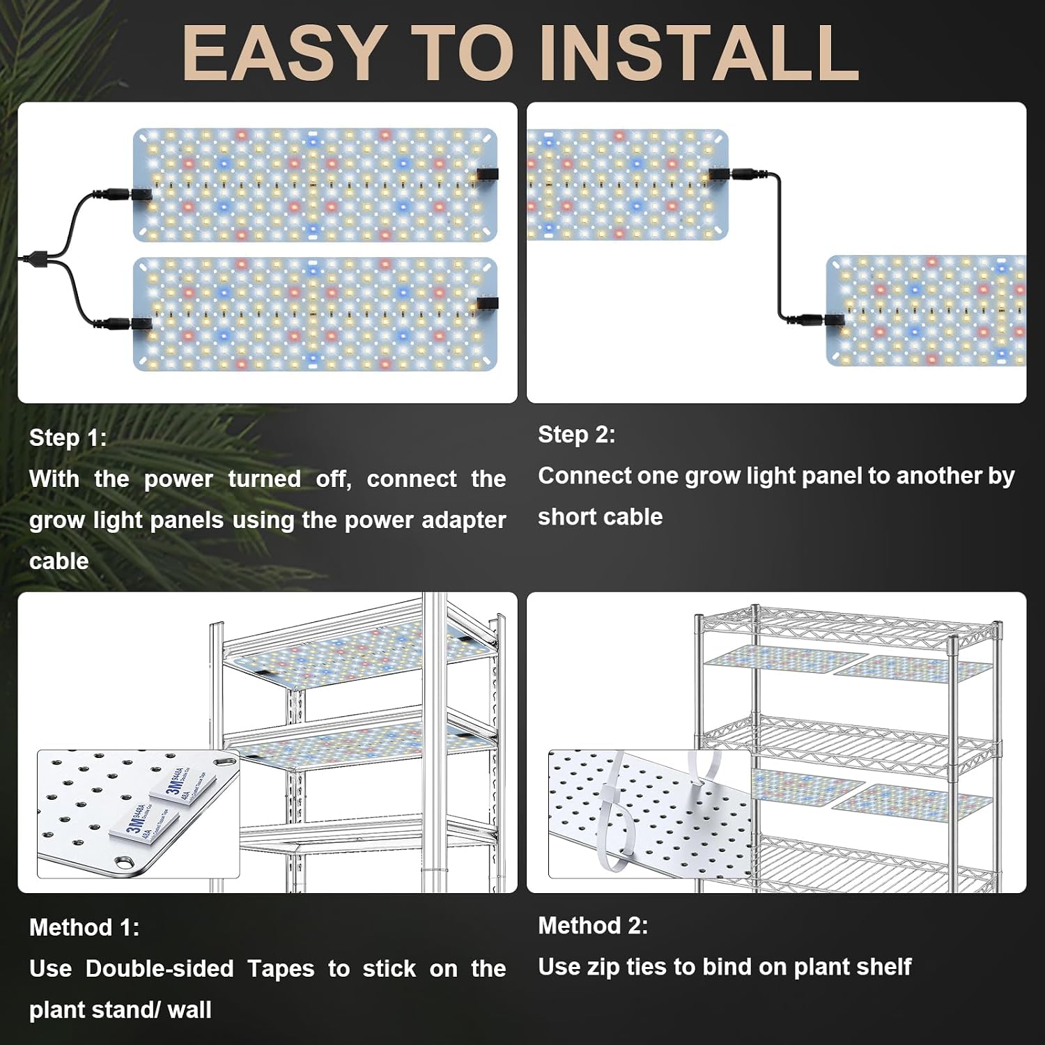 20W Panel Grow Lights for Indoor Plants,272LEDs Full Spectrum Grow Lights for Under Cabinet Plant, Grow Lamp with
