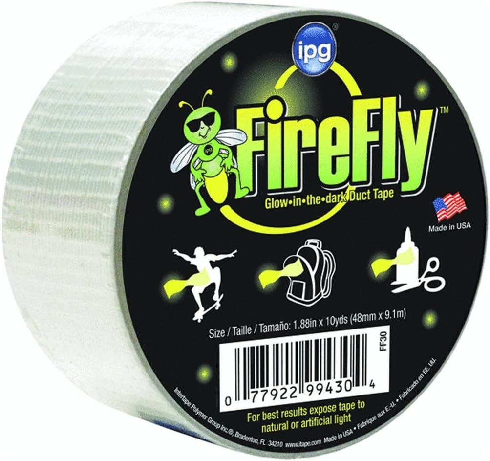 Intertape Fire Fly Glow in the Dark Duct Tape, 2" x 10 yd, Plain FF30