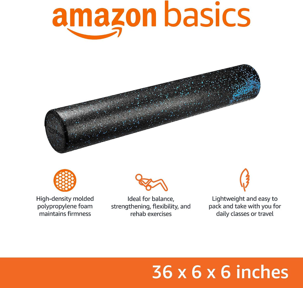 High Density Foam Roller for Exercise and Recovery, 36 Inches, Blue Speckled