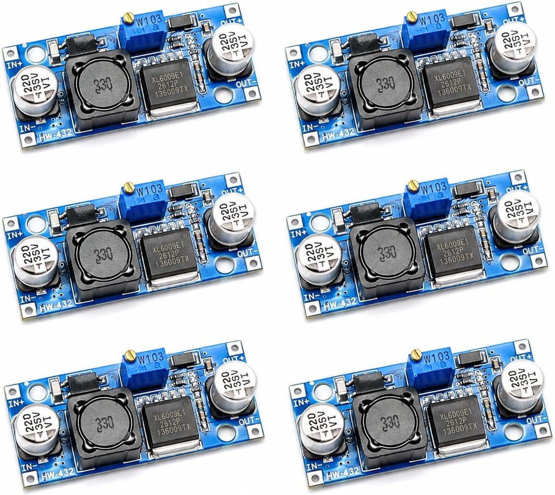 6 PCS XL6009 DC-DC Adjustable Boost Converter Module, 3V-32V Input 5V-35V Output Step Up Voltage Regulator Board, 400KHz Voltage Converter Module for DIY Electronics Projects