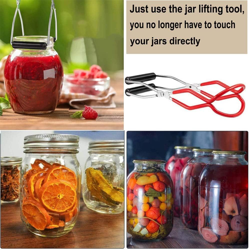 Canning Jar Lifter Tongs - Stainless Steel Jar Lifter with Rubber Grips