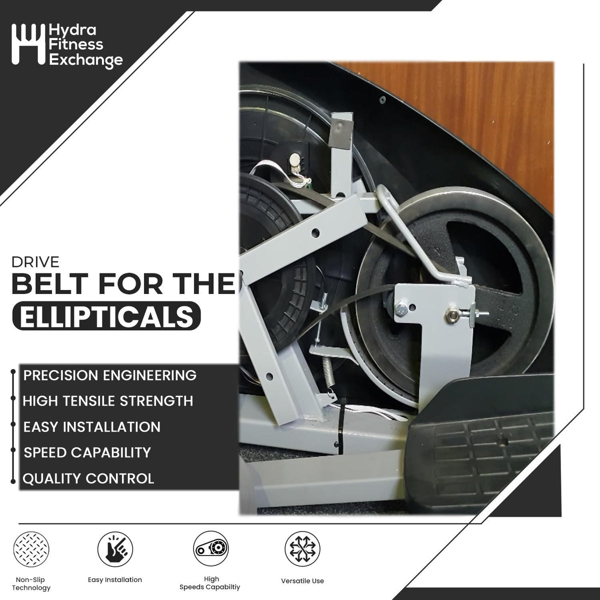 Main Motor Drive Belt 19” L, 10 Ribs Micro v Poly V Transmission Belt - High Strength Black Rubber OEM Equivalent Replacement P/N 3204201 for Treadmill Work with Life Fitness T3