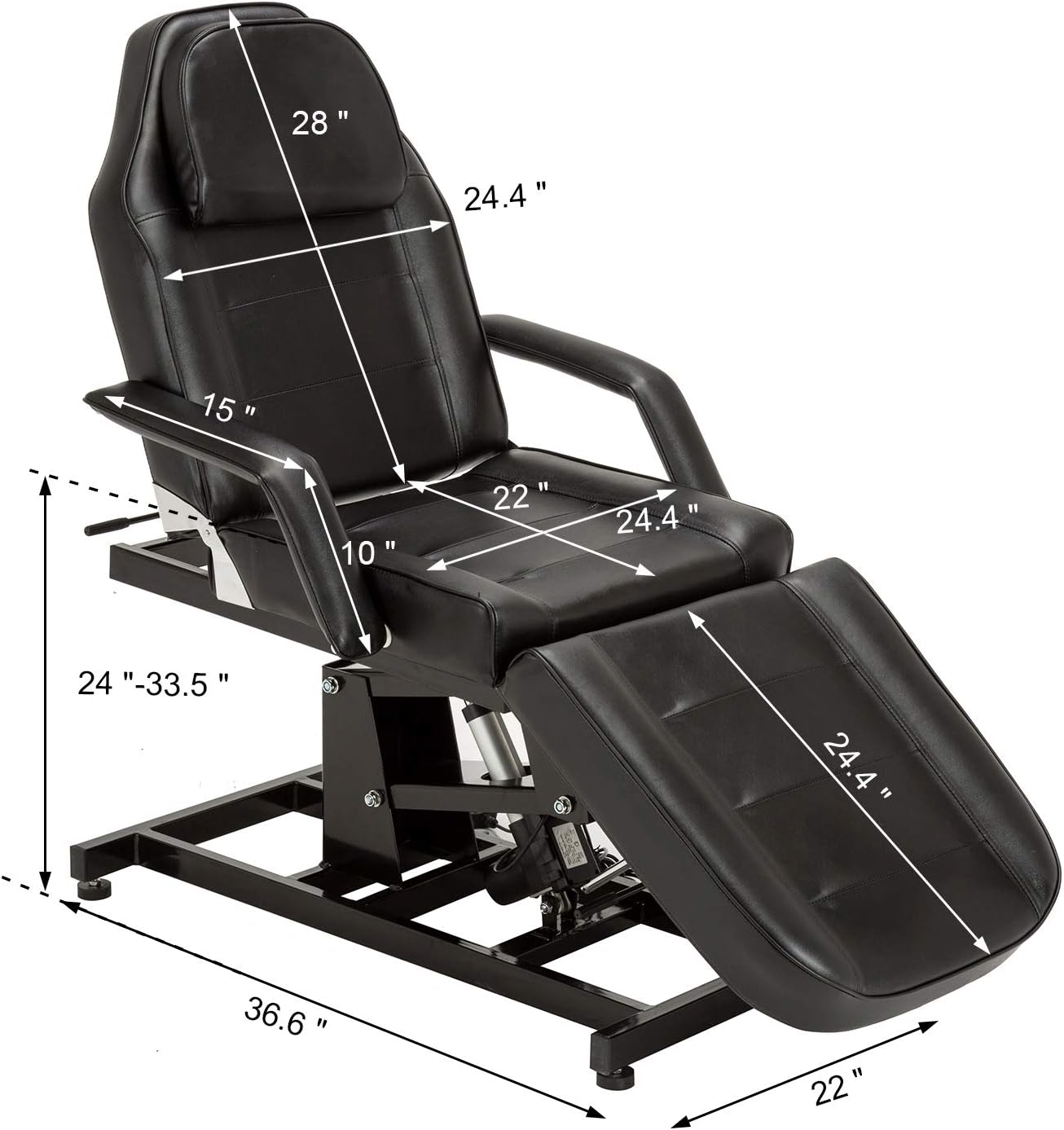 Electric Height Adjustable Tattoo Chair Massage Bed Black 0100