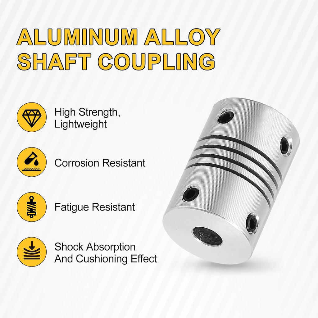 uxcell 4Pcs Flexible Couplings 3.17mm to 5mm Aluminum Alloy Joint Connector