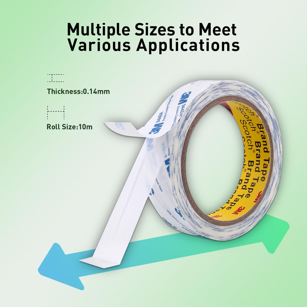 3M Double Sided Tape, 1" x 33Ft, 9448A, Translucent