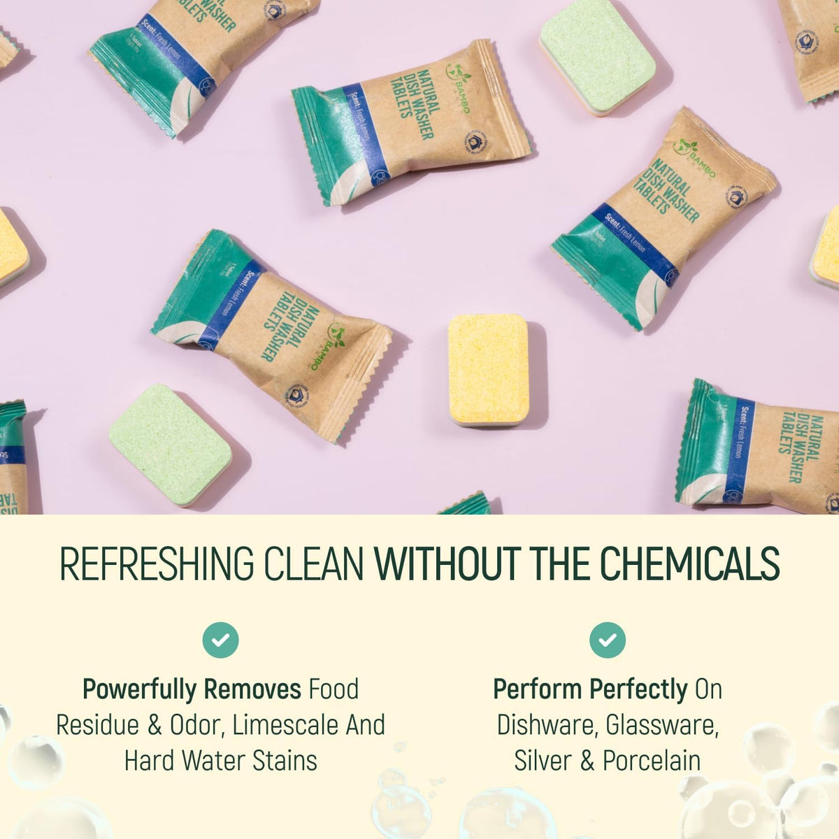 Natural Dishwasher Detergent Tablets - Plant Based Alternative Refill Pack Dishwashing Tabs - Eco-Friendly And