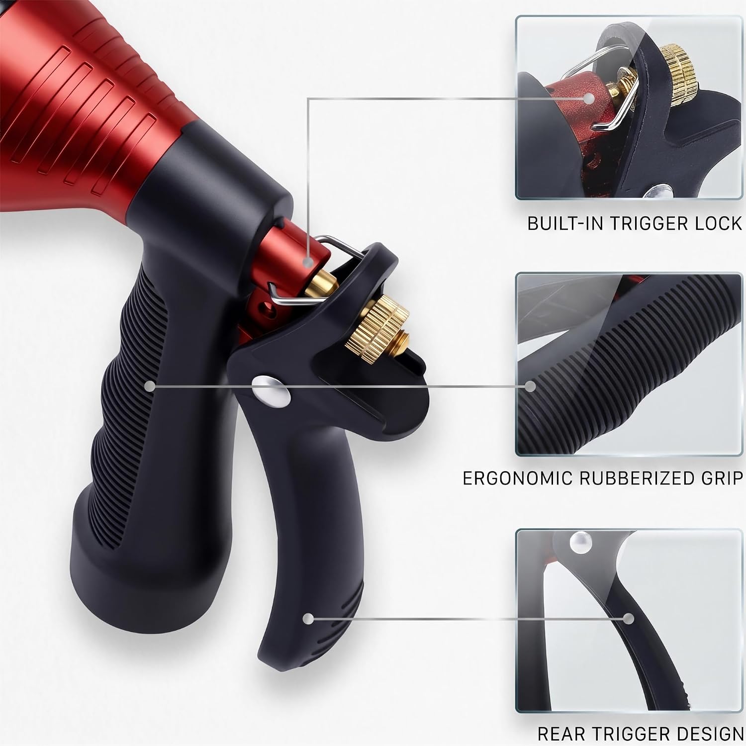 Water Hose Nozzle Spray Nozzle, Metal Garden Hose Nozzle with Adjustable Spray Patterns, Perfect for Watering Plants
