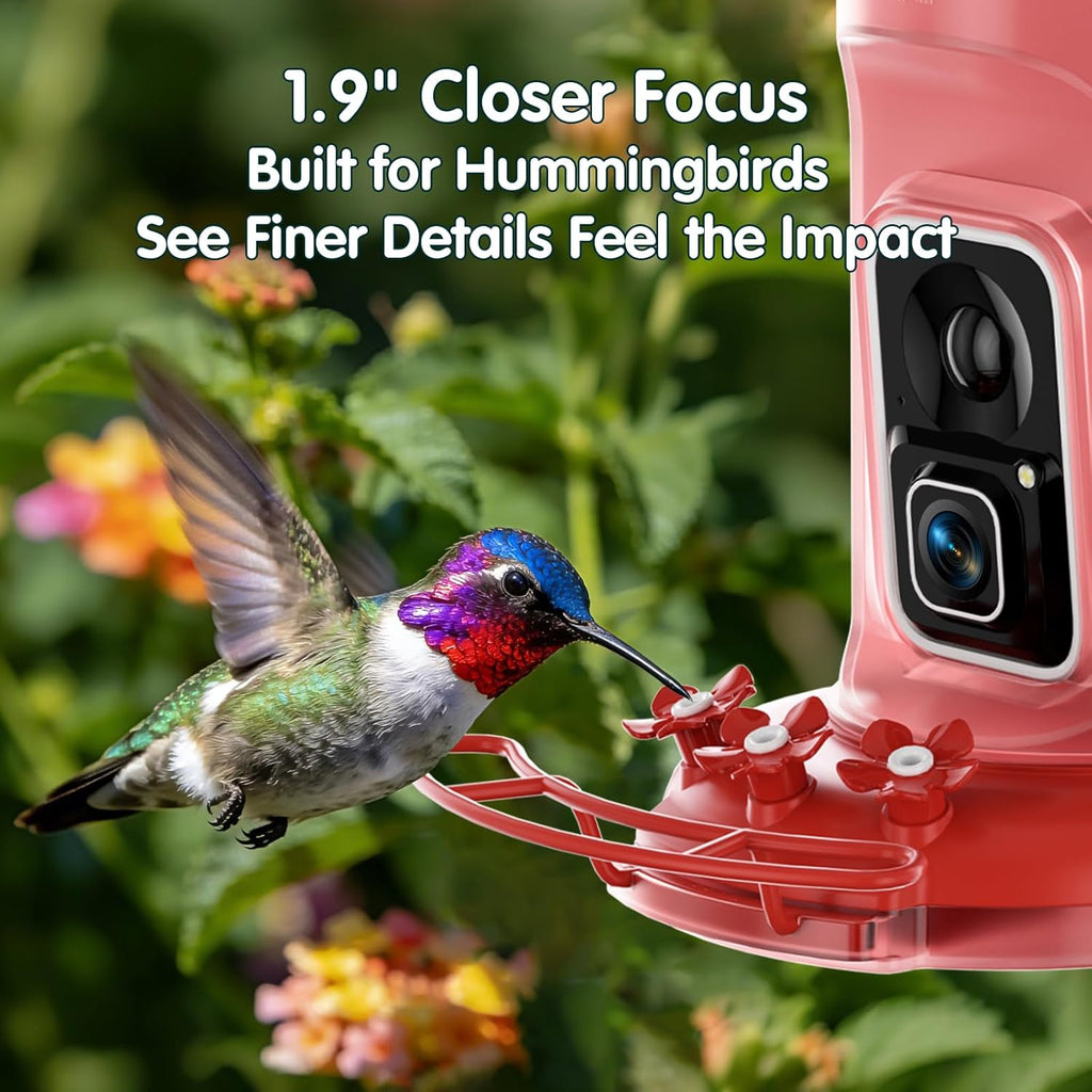 4K Hummingbird Feeder with Camera,No Subscription,Solar Powered