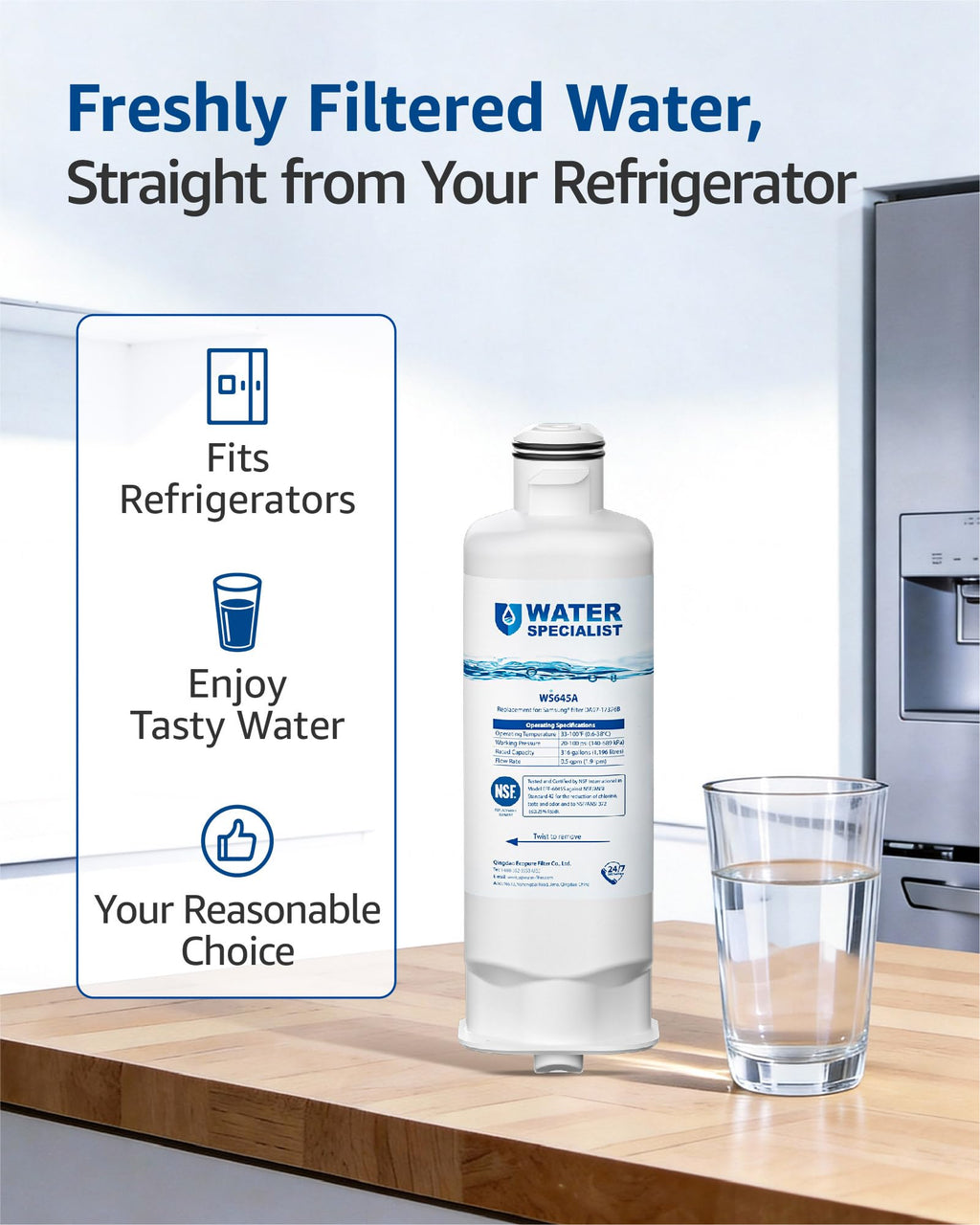 Water Filter, Replacement for Samsung DA97-17376B, 6 Pack