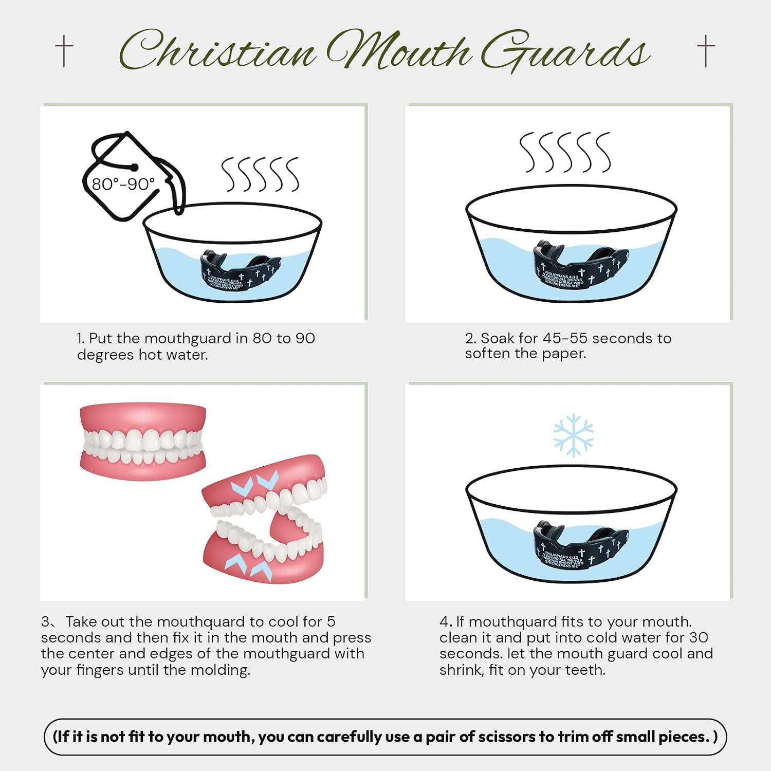 2 Pcs Christian Mouth/Teeth Guards | Sport Game Guard Religious Mouthguard: Soccer, Football, Basketball, Baseball