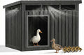 Chicken Coop, Resin PP Material Outdoor Duck House, Wood Grain Finish Sloped Roof Poultry Shelter, Gas Strut Top