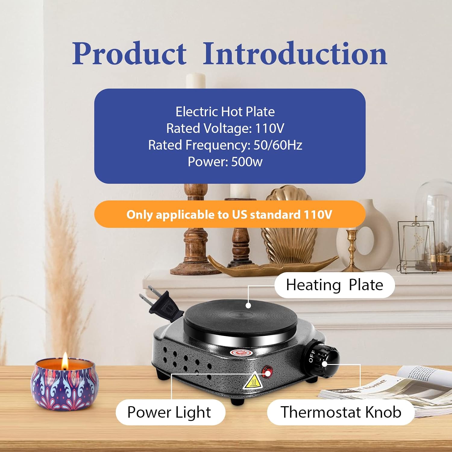 Candle Making Kit/Supplies with Electric Hot Plate(Silver Gray) | Wax Melter for Candle Making,Candle Making Supplies